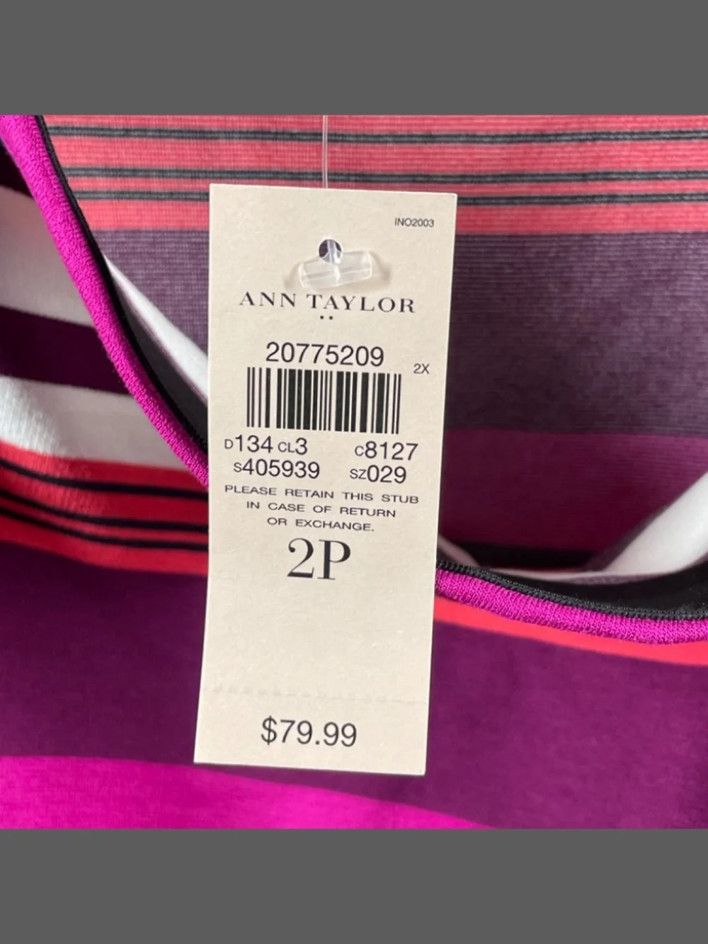 NEW Ann Taylor Skirt Womens 2 petite purple pink stripe pencil preppy classic - Picture 3 of 7
